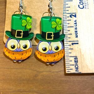 Lucky purple owl earrings